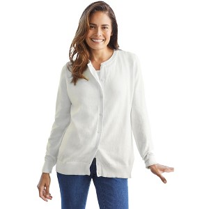Woman Within Plus Size Perfect Long-Sleeve Cardigan - 1 of 4