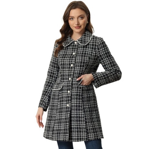 Allegra K Women's Long Sleeve Open Front Work Office Short Plaid Tweed  Blazer Black Medium : Target