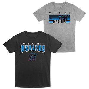 MLB Miami Marlins Toddler Boys' 2pk Gray T-Shirt - 1 of 3