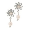SHINE by Sterling Forever Esti CZ Flower & Pearl Drop Stud Earrings - 3 of 4