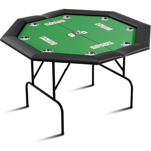 Poker Table w/Metal Legs, Octagon Poker Table, Blackjack Gaming Table with Water-Resistant Cushioned Rail - 1 of 4