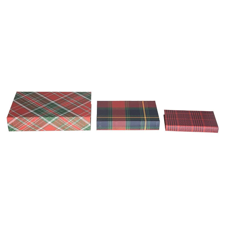 Transpac Wood 13 in. Multicolor Christmas Plaid Nesting Book Boxes Set of 3, 2 of 4