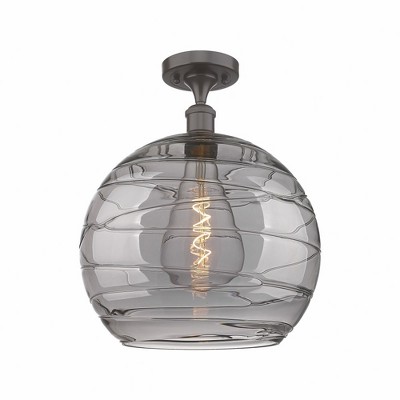 Athens Deco Swirl - 1 Light Semi-Flush Mount In Industrial Style-16.38 Inches Tall and 13.75 Inches Wide
