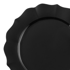 Smarty Had A Party 10.25" Black Round Lotus Plastic Dinner Plates - 120 pcs - 1 of 4