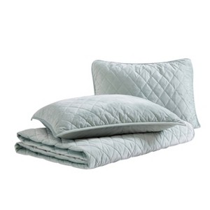 La Solid Diamond Stitch Polyester Quilt Bonus Set Green - Laura Ashley - 1 of 4