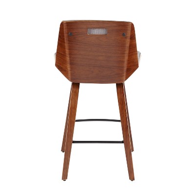 Chic Corazza 20.75" Walnut and Light Grey Mid-Century Modern Counter Stool