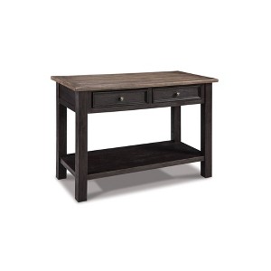 Tyler Creek Sofa/Console Table Grayish Brown/Black - Signature Design by Ashley: Mid-Century Modern with Open Shelf, Storage Drawer - 1 of 4
