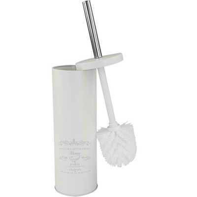 Home Basics Paris Collection Savon Des Gentil Series Hide-Away and Splash Proof Toilet Brush with Hygienic Holder, Cream