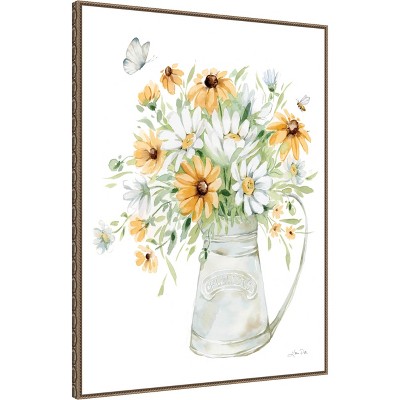 Sylvie Beaded Bronze Framed Botanic-Inspired Canvas Wall Art, 32 x 42