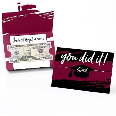 Big Dot of Happiness Maroon Grad - Best is Yet to Come - Burgundy Graduation Party Money and Gift Card Holders - Set of 8