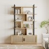 5 Tier Tall Bookshelf with Open Display Shelves, 71 Inch Rattan Classical Book Shelf with Storage, for Living Room, Home Office - 2 of 4