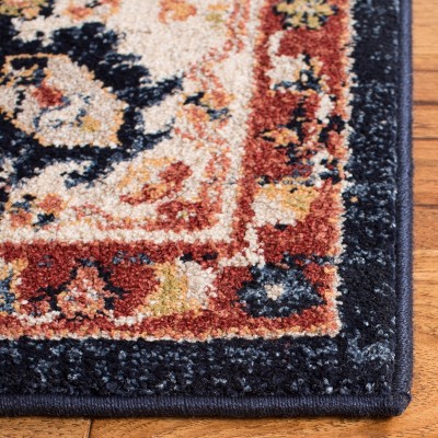 Charleston Heirloom Navy/Ivory Synthetic 5'3" x 7'6" Area Rug