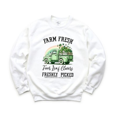 Simply Sage Market Women's Graphic Sweatshirt Farm Fresh Green Truck
