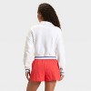 Women's 4th of July Flocked Flag French Terry 1/2 Zip Sweatshirt - JoyLab™ White - 2 of 3
