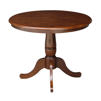 Classic Farmhouse 50" Round Espresso Wood Extendable Dining Table