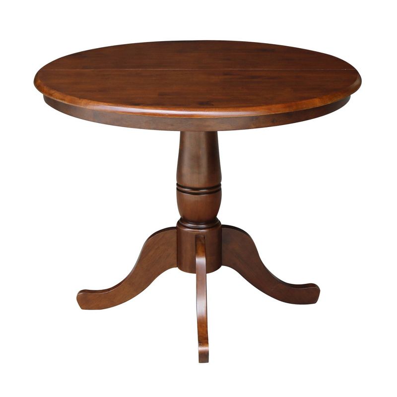 Round Pedestal 36&#34; Extendable Dining Table with 12&#34; Drop Leaf - International Concepts, 4 of 10
