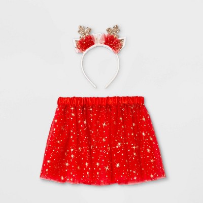 Toddler Girls' Reindeer Headband Skirt Set - Cat & Jack™ Red