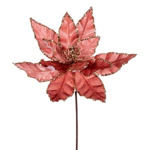 Vickerman 24" Velvet Sequin Trim Poinsettia - 1 of 1