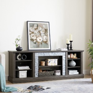 Wooakway 70'' Mid-Century Modern TV Stands Desk Storage Rack Media Console Table with Large Storage Cabinet - 1 of 4