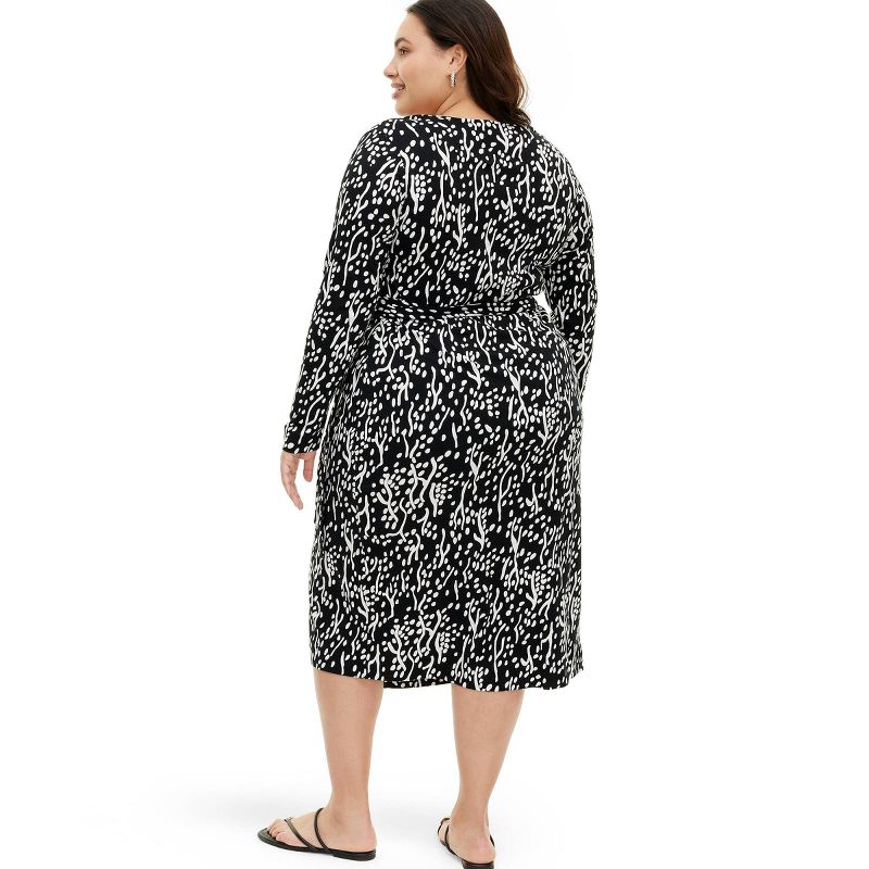 Women's Long Sleeve Midi Sea Spots Black Wrap Dress - DVF for Target, 3 of 10