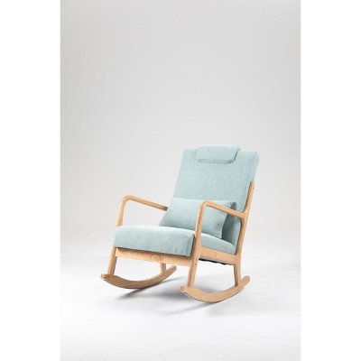 NicBex Linen Fabric Glider Rocking Chair,Upholstered Nursery Rocking Chairs with High Backrest and Lumbar Pillow,Nursing Chair for Bedroom