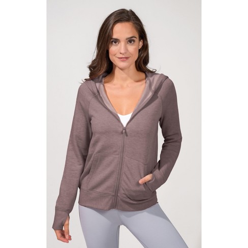 90 Degree By Reflex Terry Brushed Hoodie Jacket With Side Slit And Kangaroo  Pocket : Target