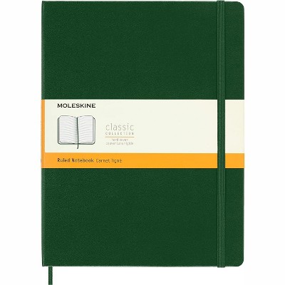 Moleskine Classic Notebook, Hard Cover, XL (7.5 in. x 9.5 in.) Ruled/Lined, Myrtle Green, 192 Pages