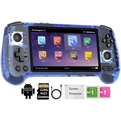 Voacle RG556 Retro Handheld Game Console , Android 13 System Unisoc T820 Processor 5.48 Touch Inch AMOLED Screen Support WiFi Online(Transparent Blue)