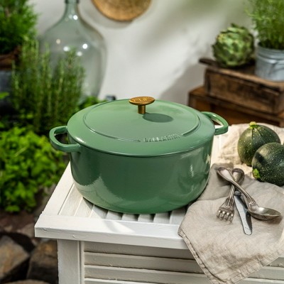 Bellamonte Green Enameled Cast Iron 7.5-qt Round Dutch Oven