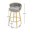 Kumasinova Counter Height Bar Stools Set of 2, Swivel Bar Stools with Golden Metal Frame & Hand-Woven Backrest, Upholstered Kitchen Chairs for Island - 4 of 4