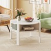 Tangkula 29.5" 2-Tier Round Coffee Table w/ Storage 4 Shelves Faux Wooden Top - 2 of 4