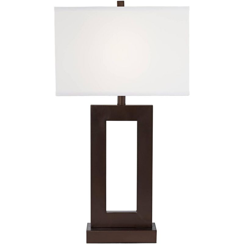 360 Lighting Marshall Modern Industrial Table Lamp 30 1/2" Tall Bronze Metal White Rectangular Shade for Bedroom Living Room Bedside Nightstand Office, 3 of 6