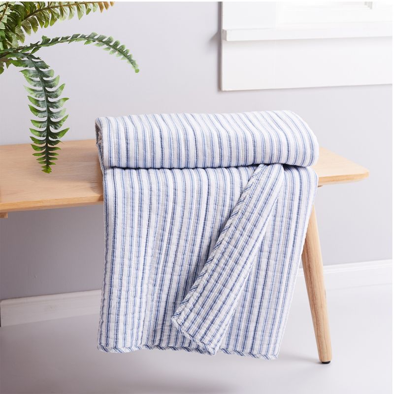 Tobago Stripe Blue Quilted Throw - Levtex Home, 2 of 4