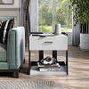 Castleridge Modern 1 Drawer End Table White/Black - miBasics: Sleek Design with Storage Shelf - 3 of 4