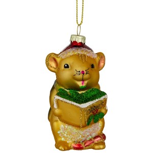 Northlight 3" Caroling Mouse Glass Christmas Hanging Ornament - 1 of 4