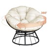 Sapphtopaz 1pc Accent Chair Upholstered Wicker Rattan Chair with Fluffy Cushion, 360-Degree Swivel Saucer Chair Solid Twill Fabric Comfy Chair - 2 of 4