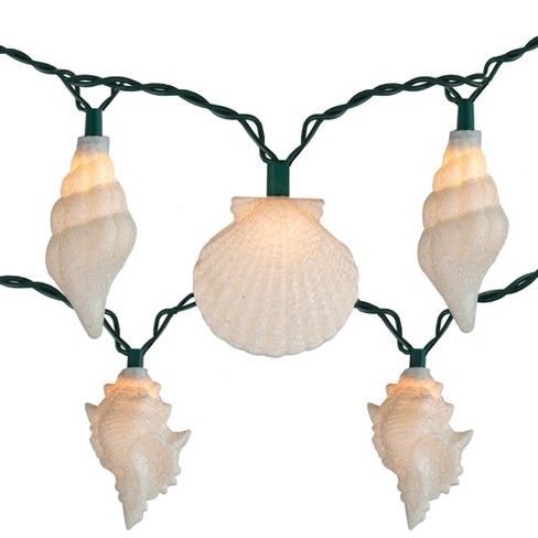 12 Foot White Party Lights Party LIGHTS indoor outdoor SEA SHELLS by Kurt Adler 