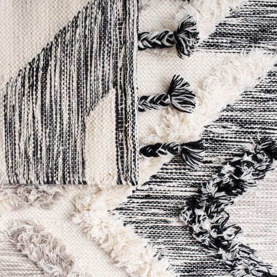 Abstract Gray Hand-Knotted Pure Wool Area Rug