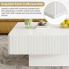 31.6" Square Fluted Coffee Table,Modern Minimalist Center Table,Chunky Centerpiece for Living Room-Baofuwish - 3 of 4