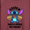 Women's - Lilo and Stitch - Stitch Has A Pizza My Heart Lightweight French Terry Wide Neck Long Sleeve Shirt - 2 of 4