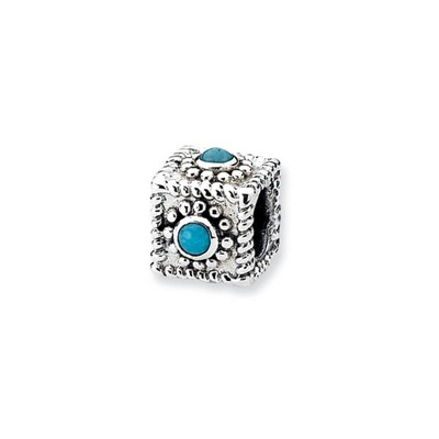 Black Bow Jewelry Sterling Silver Square Turquoise Bead Charm