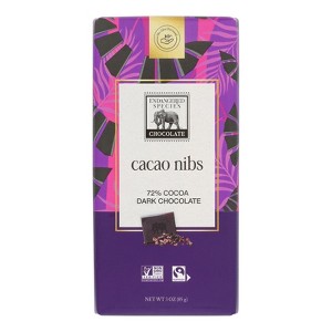 Endangered Species Natural Chocolate Bars - Dark Chocolate - 72 Percent Cocoa - Cacao Nibs - 3 oz Bars - Case of 12 - 1 of 3