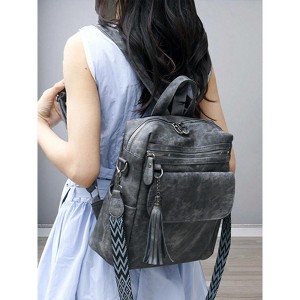 HTUTWOO Women's PU Leather Retro Backpack Casual Shoulder Bag Fashion Messenger Bag Suitable For Traveling, Shopping And Dating Use Women's Day Gift - 1 of 4