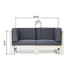 GDFStudio Keith Outdoor Acacia Wood Loveseat with Cushions - 3 of 4