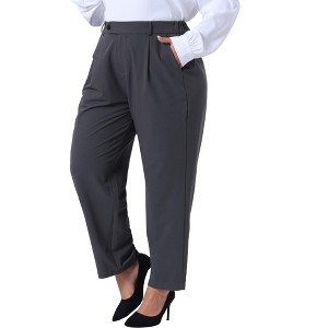 Agnes Orinda Women's Plus Size Business Work Elastic Waisted Long Straight with Pocket Suit Pants - 1 of 4