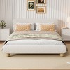 Merax Contemporary Low Profile Upholstered Bed with Teddy Fleece Fabric, White - 2 of 4
