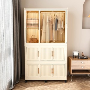 Hrinhom 62.2"H Portable Wardrobe Closet Storage Organizer,Wardrobe Storage Cabinet with 6 pcs hangers - 1 of 4