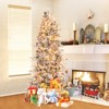 Tangkula 6/7.5 FT Pre-lit Artificial Christmas Tree Snow-flocked Hinged Xmas Tree with 210/350 Warm White Lights 715/1107 Mixed Branch Tips - 3 of 4