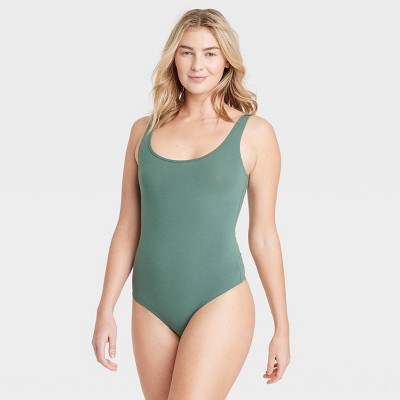 Women's Cotton Stretch Tank Bodysuit - Auden™ Teal Green Xl : Target