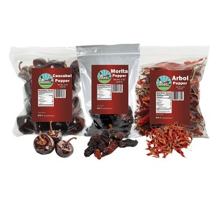 Morel Distribution Co | Dried Chile Peppers Variety Pack (12 oz Total) Cascabel Chiles, Morita Chiles and Arbol Chiles. Salsa Trio Peppers. - 1 of 4